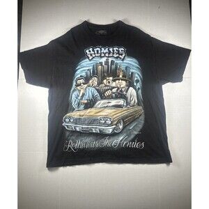 Homies T-Shirt Rollin with the Homies Low Rider Men's Size XL Black Blue